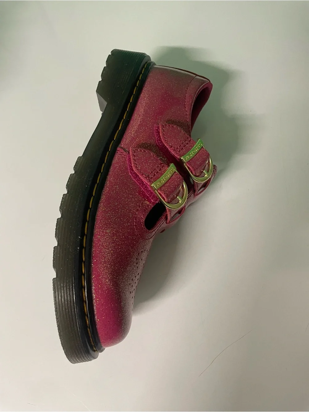Dr. Martens Kids' Glitter Fuchsia Double-Buckle Mary Jane